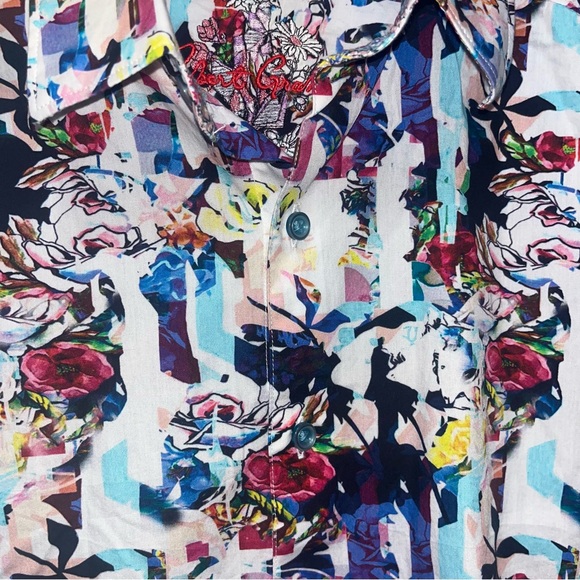 Robert Graham Aviation Short Sleeve Button-Up Shirt Multi Color Floral Print - Picture 7 of 10